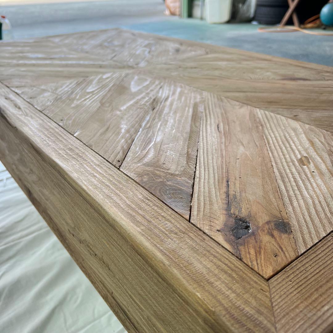 最終値下げ】【未使用】幅125㎝ 天然木 ヘリンボーン リビングテーブル